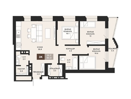 Продается 3-комнатная квартира ЖК Паскаль, секция 1, 87.2 м², 15696000 рублей