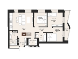 Продается 3-комнатная квартира ЖК Паскаль, секция 1, 84.3  м², 13825200 рублей
