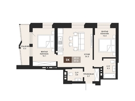 Продается 2-комнатная квартира ЖК Паскаль, секция 1, 67.6  м², 11492000 рублей