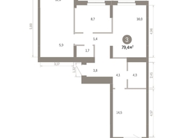 Продается 3-комнатная квартира ЖК Пшеница, 6.1, 79.38  м&sup2;, 12190000 рублей