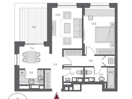Продается 2-комнатная квартира ЖК Дом Нобель, 59.81 м², 16600000 рублей