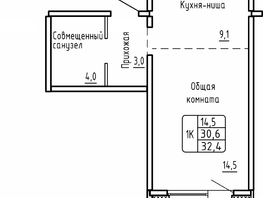 Продается 1-комнатная квартира ЖК Самоцветы, Бирюза дом 2, 32.4  м², 3750000 рублей