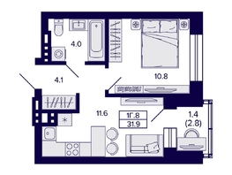 Продается 1-комнатная квартира ЖК Сподвижники, 31.9 м², 4850000 рублей
