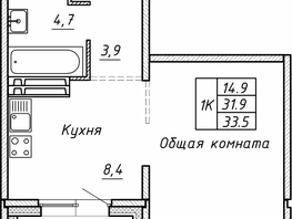 Продается 1-комнатная квартира ЖК Гренландия, Лес дом №5, 33.5 м², 4770000 рублей