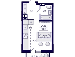 Продается Студия ЖК Gorizont (Горизонт), 29.2 м², 4990000 рублей