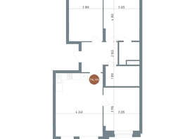 Продается 4-комнатная квартира ЖК 19/56 Кварталы Телецентра, сек 6, 78.99  м², 13600000 рублей