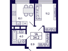 Продается 1-комнатная квартира ЖК Citatum (Цитатум), 34.2 м², 6500000 рублей