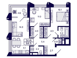 Продается 3-комнатная квартира ЖК Citatum (Цитатум), 64.5 м², 10100000 рублей