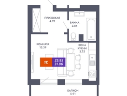 Продается Студия ЖК Звезда, дом 2, 25.95 м², 5423550 рублей