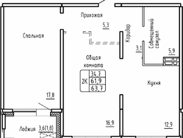Продается 2-комнатная квартира ЖК Самоцветы, Бирюза дом 2, 63.7 м², 6250000 рублей