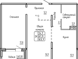 Продается 2-комнатная квартира ЖК Самоцветы, Бирюза дом 2, 63.7 м², 6350000 рублей