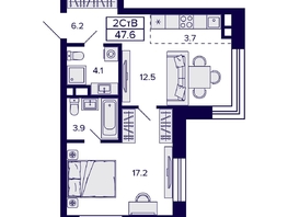 Продается 2-комнатная квартира ЖК Citatum (Цитатум), 47.6  м², 7400000 рублей