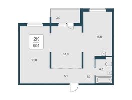 Продается 2-комнатная квартира ЖК Эко-квартал на Кедровой, д 3 сек 2, 63.4  м², 6250000 рублей