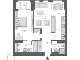 Продается 2-комнатная квартира ЖК Дом Нобель, 62.5  м², 14300000 рублей