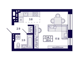 Продается Студия ЖК Сподвижники, 28.4 м², 5200000 рублей