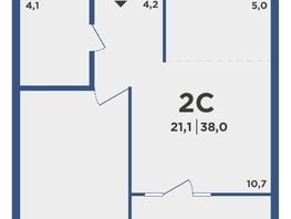 Продается 2-комнатная квартира ЖК Поколение, дом 2, 38 м², 4821550 рублей