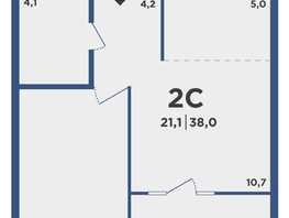 Продается 2-комнатная квартира ЖК Поколение, дом 2, 38  м², 4821550 рублей