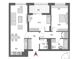 Продается 3-комнатная квартира ЖК Дом Нобель, 73.1 м², 19200000 рублей