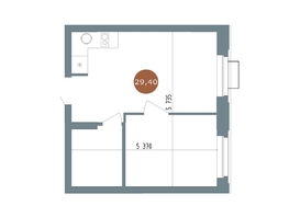 Продается 1-комнатная квартира ЖК 19/56 Кварталы Телецентра, сек 3, 29.4  м², 6510000 рублей