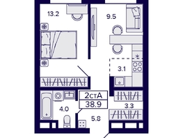 Продается 2-комнатная квартира ЖК Citatum (Цитатум), 38.9  м², 7600000 рублей