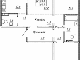 Продается 3-комнатная квартира ЖК Гренландия, Лес дом №5, 89.7 м², 9150000 рублей