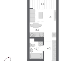 Продается Студия ЖК ОСКАР, дом 2, 27.3 м², 6400000 рублей
