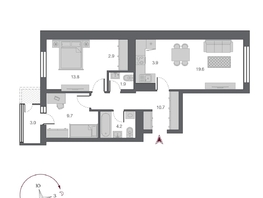 Продается 3-комнатная квартира ЖК Беринг, дом 2, 69.8 м², 12200000 рублей