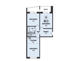 Продается 3-комнатная квартира ЖК Династия, дом 904, 65.3 м², 7440000 рублей