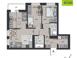 Продается 4-комнатная квартира ЖК ДНК, 67 м², 8624880 рублей
