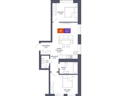 Продается 2-комнатная квартира ЖК Звезда, дом 2, 59.67  м&sup2;, 11754990 рублей