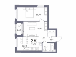 Продается 2-комнатная квартира ЖК Горская Лагуна, корпус 2, 55.02 м², 11403000 рублей