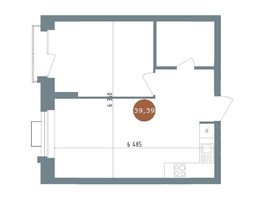 Продается 2-комнатная квартира ЖК 19/56 Кварталы Телецентра, сек 3, 39.39  м², 7410000 рублей