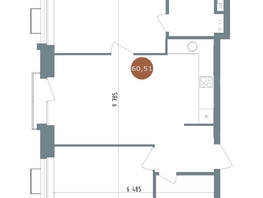 Продается 3-комнатная квартира ЖК 19/56 Кварталы Телецентра, сек 3, 60.51  м², 10510000 рублей