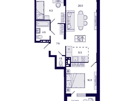 Продается 3-комнатная квартира ЖК Gorizont (Горизонт), дом 1, 76.3  м², 9400000 рублей