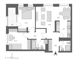 Продается 3-комнатная квартира ЖК Дом Нобель, 73.6  м², 17600000 рублей