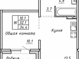 Продается 1-комнатная квартира ЖК Гренландия, Лес дом №5, 34.4  м², 4770000 рублей