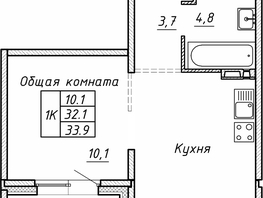 Продается 1-комнатная квартира ЖК Гренландия, Лес дом №5, 33.9  м², 4720000 рублей