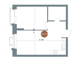 Продается 2-комнатная квартира ЖК 19/56 Кварталы Телецентра, сек 3, 39.39  м², 7210000 рублей