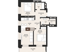 Продается 3-комнатная квартира ЖК Паскаль, секция 1, 68.8  м², 12796800 рублей