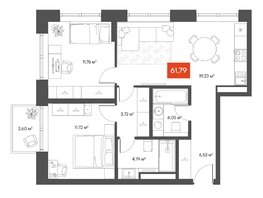 Продается 2-комнатная квартира ЖК ЩА, 61.72  м², 11150000 рублей