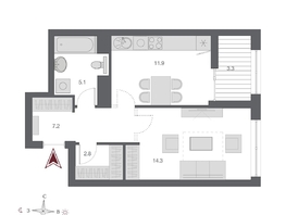 Продается 1-комнатная квартира ЖК Дом Нобель, 43.15  м², 11650000 рублей