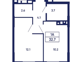 Продается 1-комнатная квартира ЖК Gorizont (Горизонт), дом 2, 32.7  м², 5200000 рублей