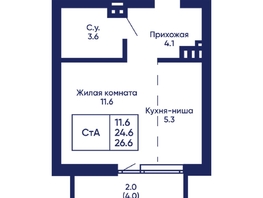 Продается Студия ЖК Gorizont (Горизонт), дом 2, 26.6  м², 4900000 рублей