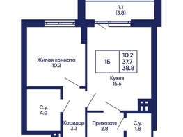 Продается 1-комнатная квартира ЖК Gorizont (Горизонт), дом 2, 38.8  м², 6650000 рублей
