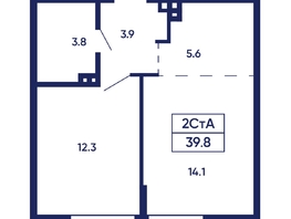 Продается 2-комнатная квартира ЖК Gorizont (Горизонт), дом 2, 39.8  м², 5700000 рублей