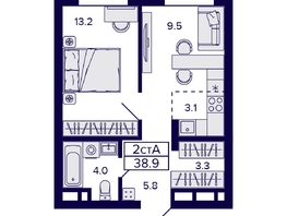Продается 2-комнатная квартира ЖК Citatum (Цитатум), 38.9  м², 7650000 рублей