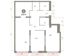 Продается 2-комнатная квартира ЖК Европейский берег, дом 45, 97.61  м&sup2;, 14890000 рублей