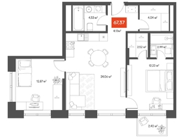 Продается 2-комнатная квартира ЖК ЩА, 67.1  м², 12250000 рублей