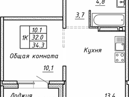 Продается 1-комнатная квартира ЖК Гренландия, Лес дом №5, 34.3  м², 4800000 рублей