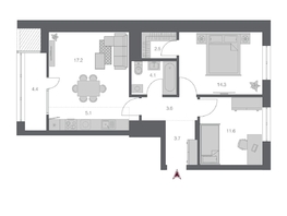 Продается 3-комнатная квартира ЖК Беринг, дом 3, 66.49  м², 11650000 рублей